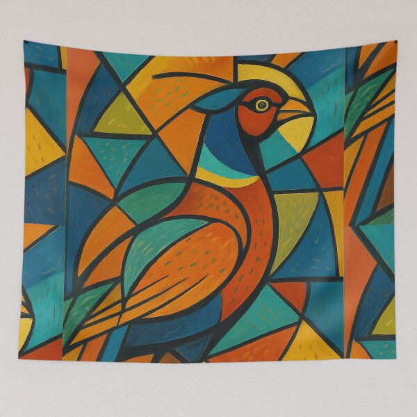 Item preview, Colourful Pheasant – A Cubist Painting designed and sold by GalleryKauffeld.