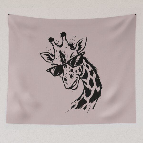 Item preview, Giraffe Funny Groovy Ink Art Black Sunglasses AfricanVibes designed and sold by alenaz.