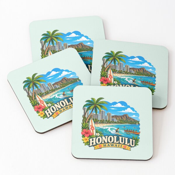 Item preview, Honolulu, Hawái - Playa Waikiki y Diamond Head designed and sold by Myra365Art.