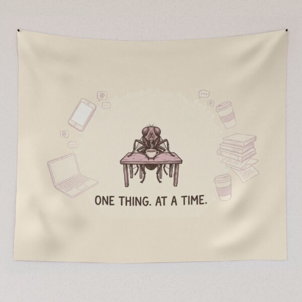 Item preview, One Thing at a Time – Funny Fly Overthinking Comic designed and sold by InnerwayStudio.