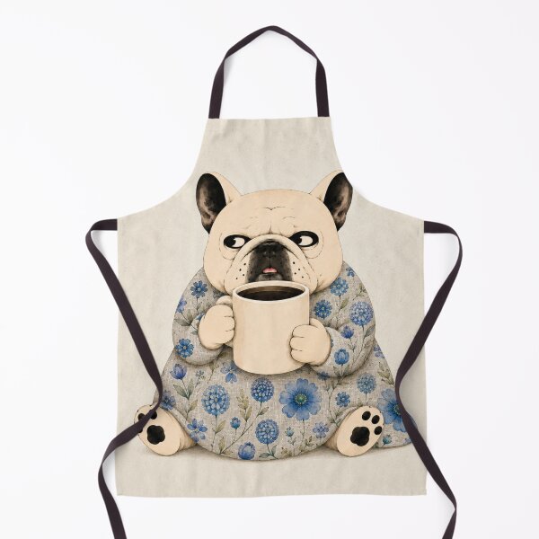 Item preview, Blue Floral Coffee Frenchie – Grumpy French Bulldog designed and sold by joycrysstudio.