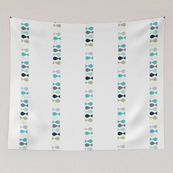 Item preview, Sea Color Ocean Japanese Repeat Pattern With Simple Doodle Fish - Caroline Laursen Original designed and sold by jaida-roperx.