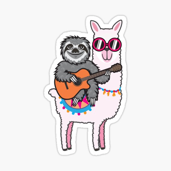 Sloth guitar llama Sticker