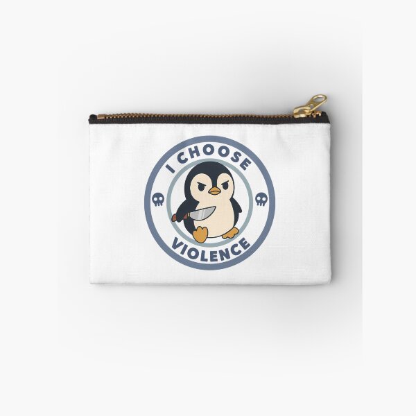 Aperçu de l'œuvre Je choisis la violence - Mème du pingouin mignon et en colère avec un couteau créée et vendue par serah-pasc.