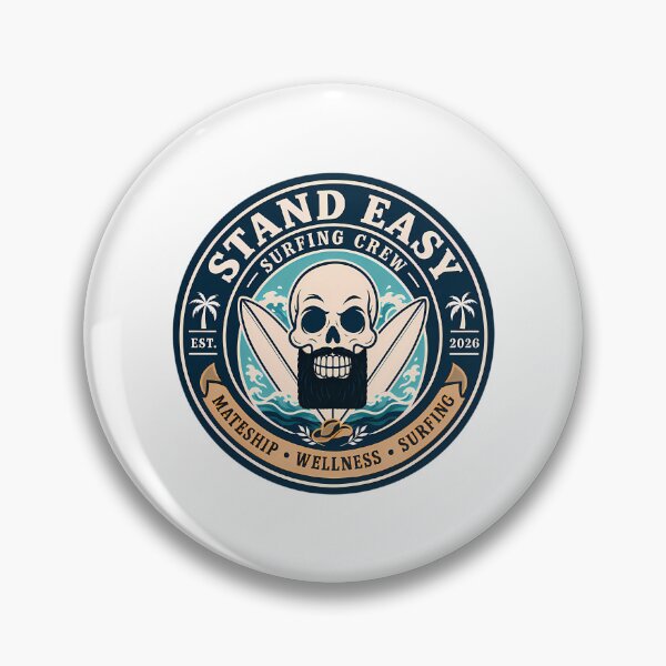 Item preview, Stand Easy Veteran Surf Club Logo Sunshine Coast - Male Version Square Black Beard designed and sold by jaida-roperx.