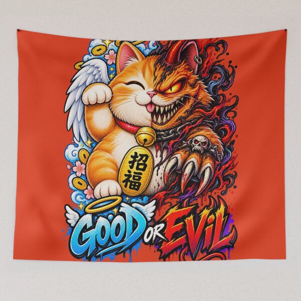 Item preview, Angel Devil Split Orange Cat designed and sold by PlengPoomofArts.
