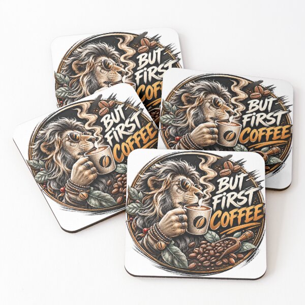 Item preview, But First Coffee – Cool Lion Coffee Lover Design designed and sold by 4U---Store.
