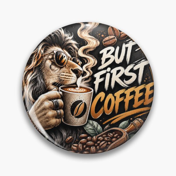 Item preview, But First Coffee – Cool Lion Coffee Lover Design designed and sold by 4U---Store.