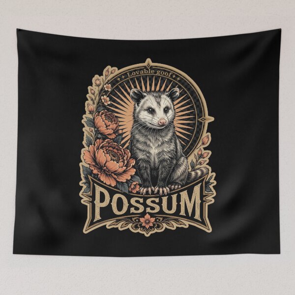 Item preview, Lovable Goof Possum Floral Vintage Animal Illustration designed and sold by LOVEARTDESIGN.