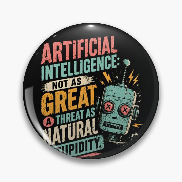Item preview, Artificial Intelligence: Not As Great A Threat As Natural Stupidity Robot Humor Tech Programmer Sarcasm designed and sold by RetroMini2026.