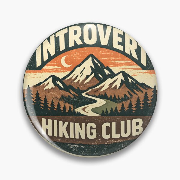 Item preview, Introvert Hiking Club Vintage Sunset Mountain Badge Retro Hiker Gift designed and sold by MCV-Designs.