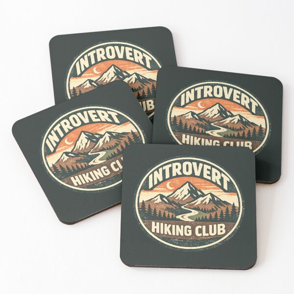 Item preview, Introvert Hiking Club Vintage Sunset Mountain Badge Retro Hiker Gift designed and sold by MCV-Designs.