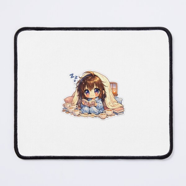 Item preview, All Night Reading Anime Sticker Chibi Bookworm Meme for Manga Fans & Students designed and sold by CutePrintCorner.