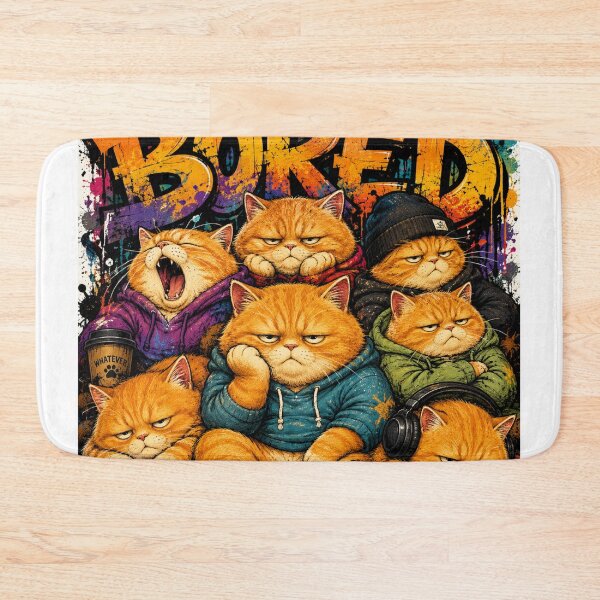 Item preview, BORED - Gang of Grumpy Orange Cats Graffiti Street Style designed and sold by PlengPoomofArts.