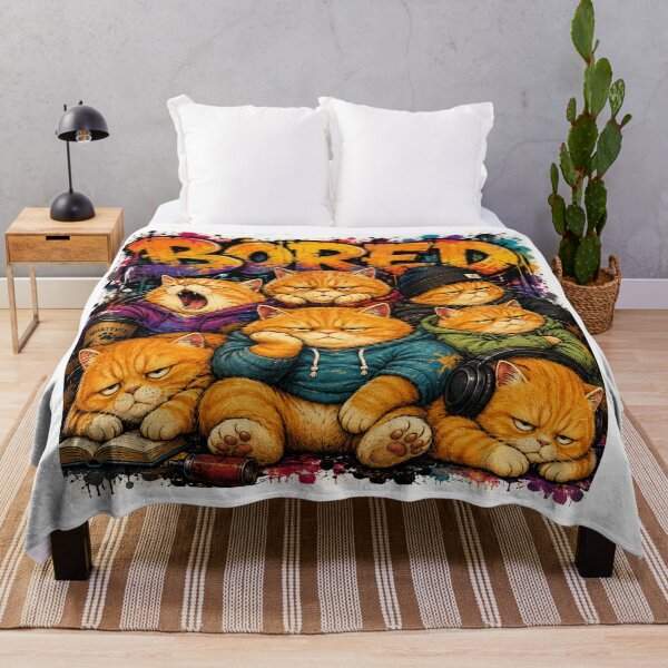 Item preview, BORED - Gang of Grumpy Orange Cats Graffiti Street Style designed and sold by PlengPoomofArts.