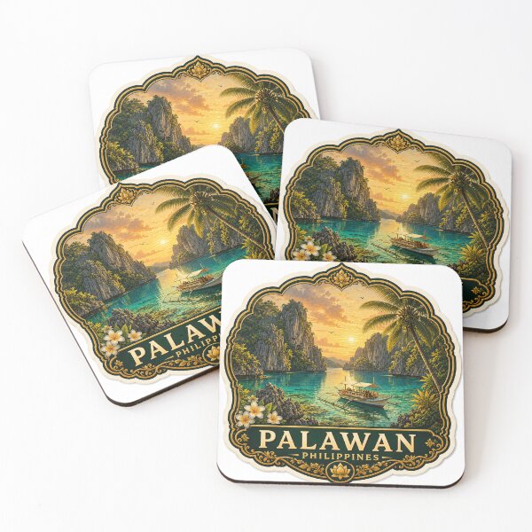 Item preview, Palawan Philippines – Tropical Lagoon, Limestone Cliffs & Island Travel Art designed and sold by ChicClicker.