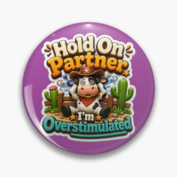 Item preview, Hold On Partner I'm Overstimulated Funny Cowboy Cow 3D designed and sold by MR4me.