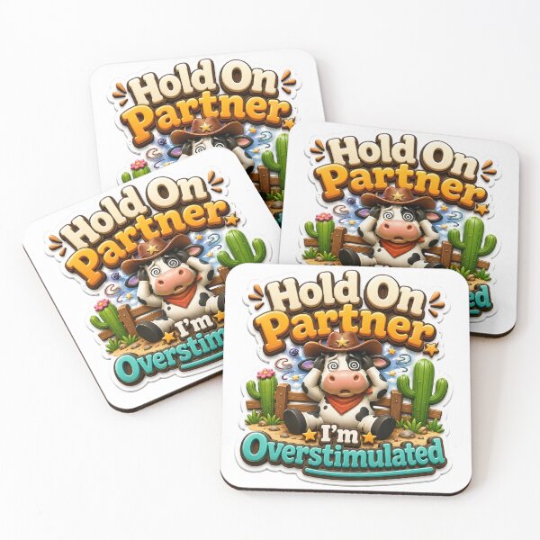 Item preview, Hold On Partner I'm Overstimulated Funny Cowboy Cow 3D designed and sold by MR4me.