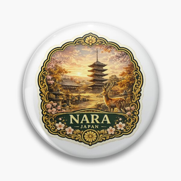 Item preview, Nara Japan – Deer, Pagoda & Historic Temple Travel Art designed and sold by ChicClicker.