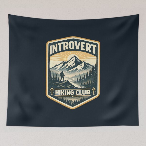 Item preview, Introvert Hiking Club Vintage Sunburst Crest Solo Hiker Gift designed and sold by MCV-Designs.