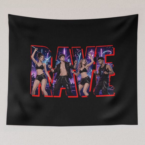 Item preview, Rave Synthwave Cyberpunk Festival Typography Art designed and sold by Edwere.