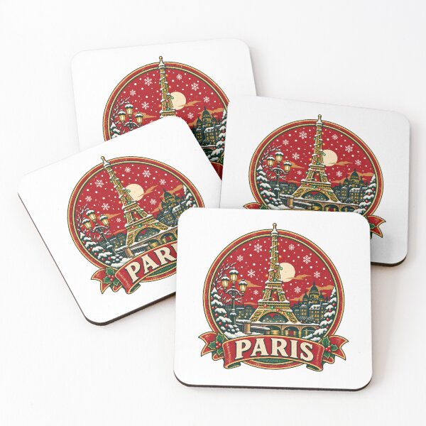 Item preview, Paris Christmas Eiffel Tower Vintage Retro Travel Badge designed and sold by Globalcitytees.