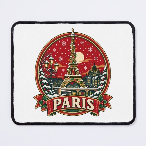 Item preview, Paris Christmas Eiffel Tower Vintage Retro Travel Badge designed and sold by Globalcitytees.