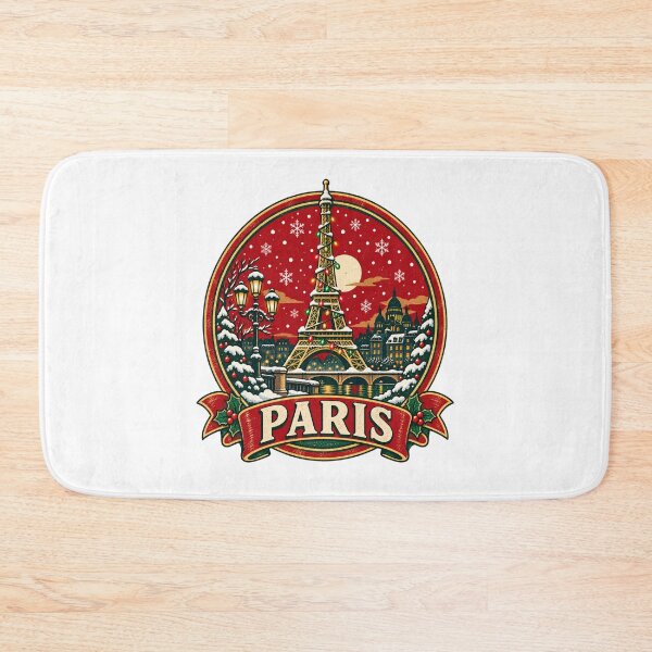 Item preview, Paris Christmas Eiffel Tower Vintage Retro Travel Badge designed and sold by Globalcitytees.
