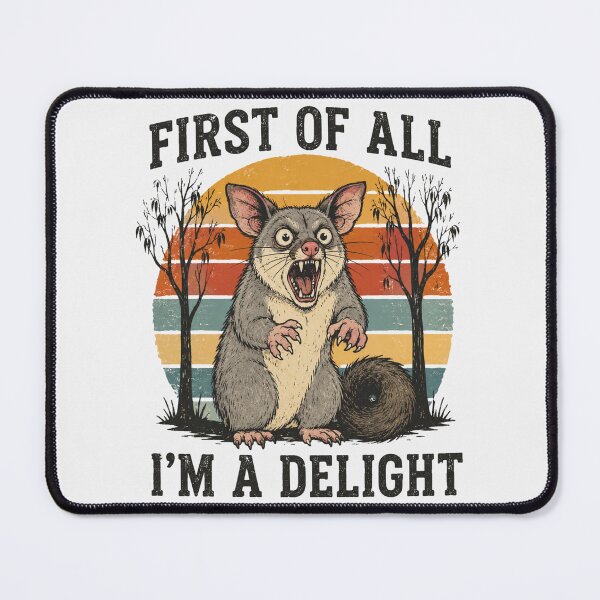 Item preview, First Of All I'm A Delight Funny Screaming Possum Retro Sunset designed and sold by Yellowriversss.