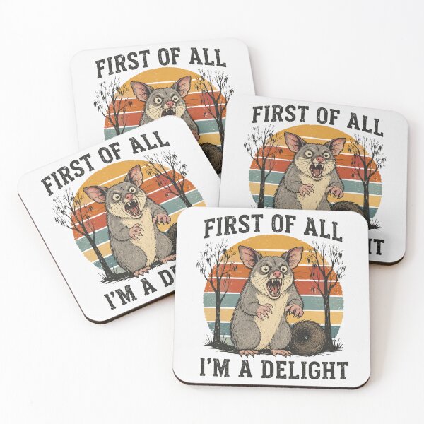 Item preview, First Of All I'm A Delight Funny Screaming Possum Retro Sunset designed and sold by Yellowriversss.