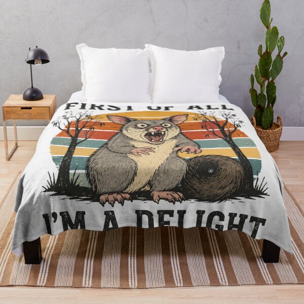 Item preview, First Of All I'm A Delight Funny Screaming Possum Retro Sunset designed and sold by Yellowriversss.