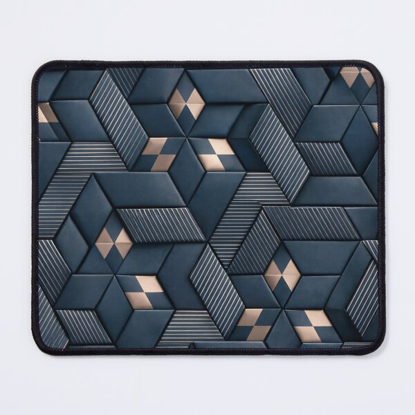 Item preview, Dark Blue Geometric 3D Pattern – Luxury Modern Abstract Wall Art designed and sold by Kaleidoscope Print.