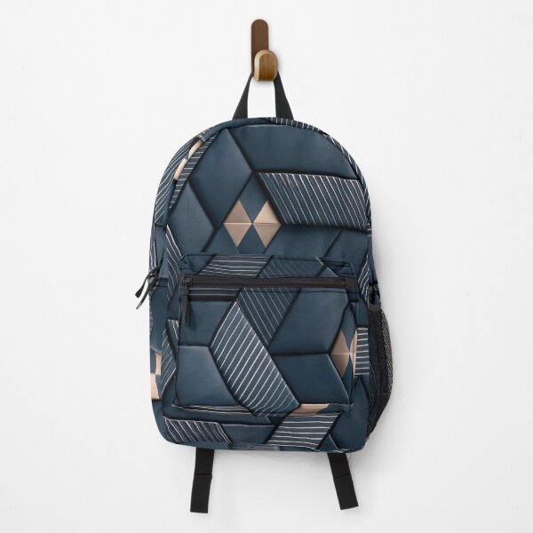 Item preview, Dark Blue Geometric 3D Pattern – Luxury Modern Abstract Wall Art designed and sold by Kaleidoscope Print.