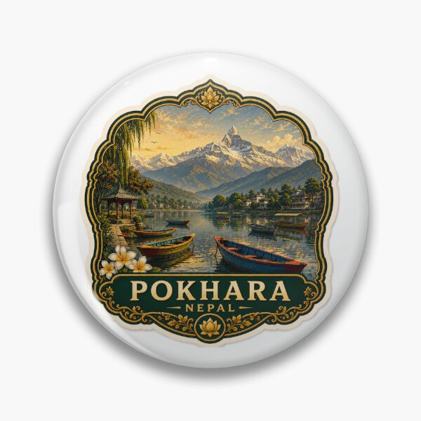 Artikelvorschau, Pokhara, Nepal – Himalaya-Gebirge, Phewa-See & malerische Reisekunst entworfen und verkauft von ChicClicker.
