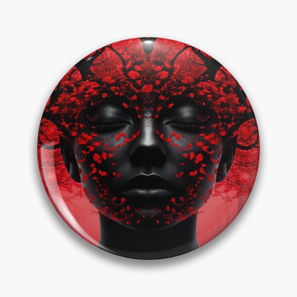 Item preview, Red Forest Woman Portrait – Dark Surreal Nature Fantasy Art Print designed and sold by Kaleidoscope Print.
