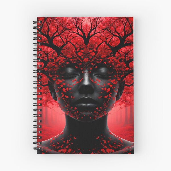 Item preview, Red Forest Woman Portrait – Dark Surreal Nature Fantasy Art Print designed and sold by Kaleidoscope Print.