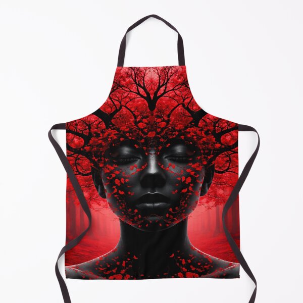 Item preview, Red Forest Woman Portrait – Dark Surreal Nature Fantasy Art Print designed and sold by Kaleidoscope Print.