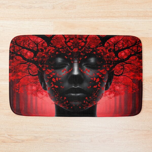 Item preview, Red Forest Woman Portrait – Dark Surreal Nature Fantasy Art Print designed and sold by Kaleidoscope Print.