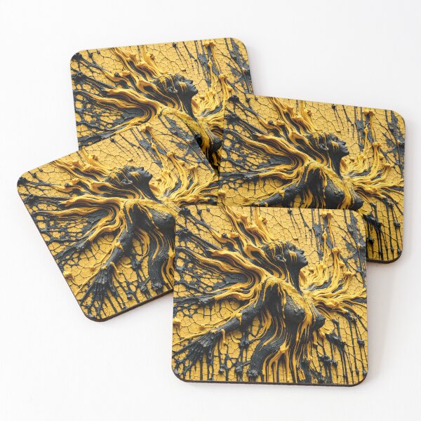 Item preview, Relieve de mujer en negro y dorado: impresión artística abstracta con textura fluida y fantástica. designed and sold by Kaleidoscope Print.
