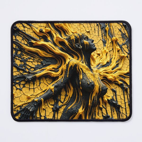 Item preview, Black and Gold Woman Relief – Abstract Fluid Texture Fantasy Art Print designed and sold by Kaleidoscope Print.