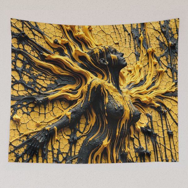 Item preview, Black and Gold Woman Relief – Abstract Fluid Texture Fantasy Art Print designed and sold by Kaleidoscope Print.
