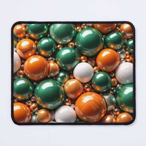 Item preview, Orange Green and Pearl Spheres – Luxury Glossy 3D Abstract Pattern Art designed and sold by Kaleidoscope Print.