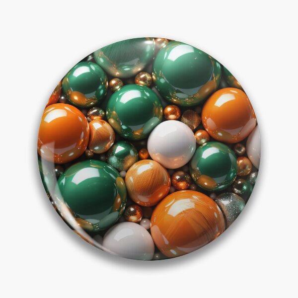 Item preview, Orange Green and Pearl Spheres – Luxury Glossy 3D Abstract Pattern Art designed and sold by Kaleidoscope Print.