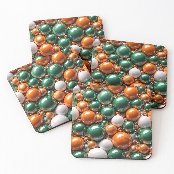 Item preview, Orange Green and Pearl Spheres – Luxury Glossy 3D Abstract Pattern Art designed and sold by Kaleidoscope Print.