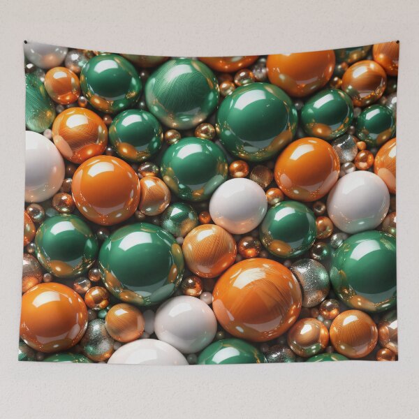 Item preview, Orange Green and Pearl Spheres – Luxury Glossy 3D Abstract Pattern Art designed and sold by Kaleidoscope Print.