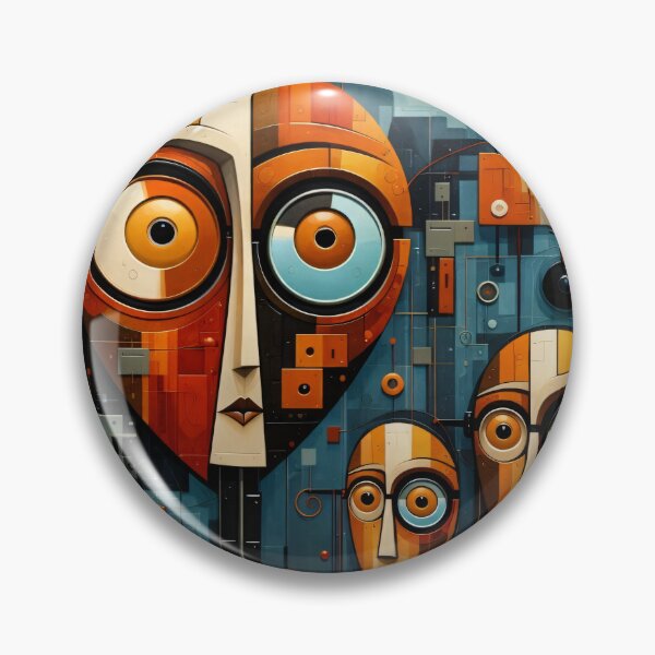 Item preview, Abstract Geometric Faces – Retro Futurist Mid Century Modern Art Print designed and sold by Kaleidoscope Print.