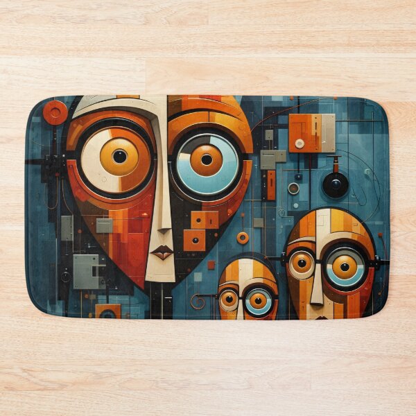 Item preview, Abstract Geometric Faces – Retro Futurist Mid Century Modern Art Print designed and sold by Kaleidoscope Print.