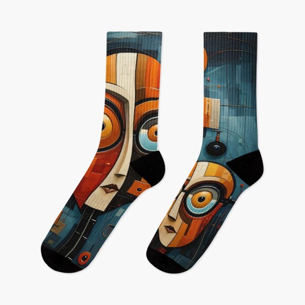Item preview, Abstract Geometric Faces – Retro Futurist Mid Century Modern Art Print designed and sold by Kaleidoscope Print.