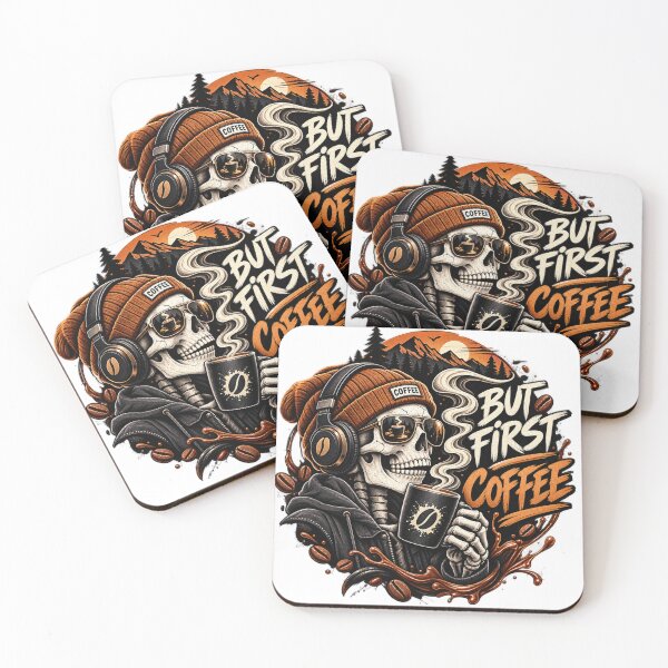 Item preview, But First Coffee – Skull cool Coffee Lover Design designed and sold by 4U---Store.