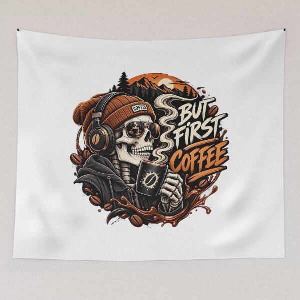 Item preview, But First Coffee – Skull cool Coffee Lover Design designed and sold by 4U---Store.